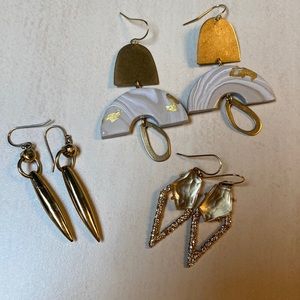 Alexis Bittar stone and crystal earring, Stella & Dot, 3 pair gold